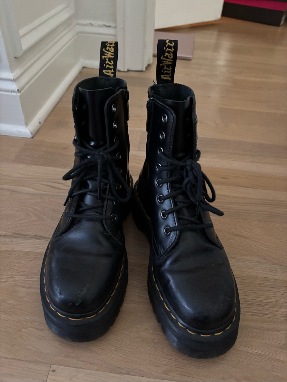 Dr. Martens Jadon Black Vegan Leather Platform Combat Boots